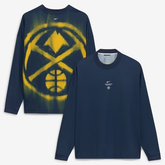 Men's Nike Navy Denver Nuggets 2026 Standard Issue Pre-Game Performance Long Sleeve T-Shirt
