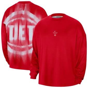 Men's Nike Red Detroit Pistons 2026 Standard Issue Pre-Game Performance Long Sleeve T-Shirt