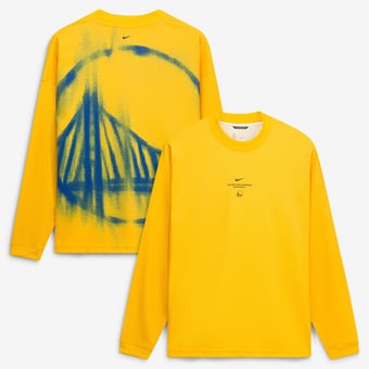 Men's Nike Gold Golden State Warriors 2026/27 Standard Issue Pre-Game Performance Long Sleeve T-Shirt