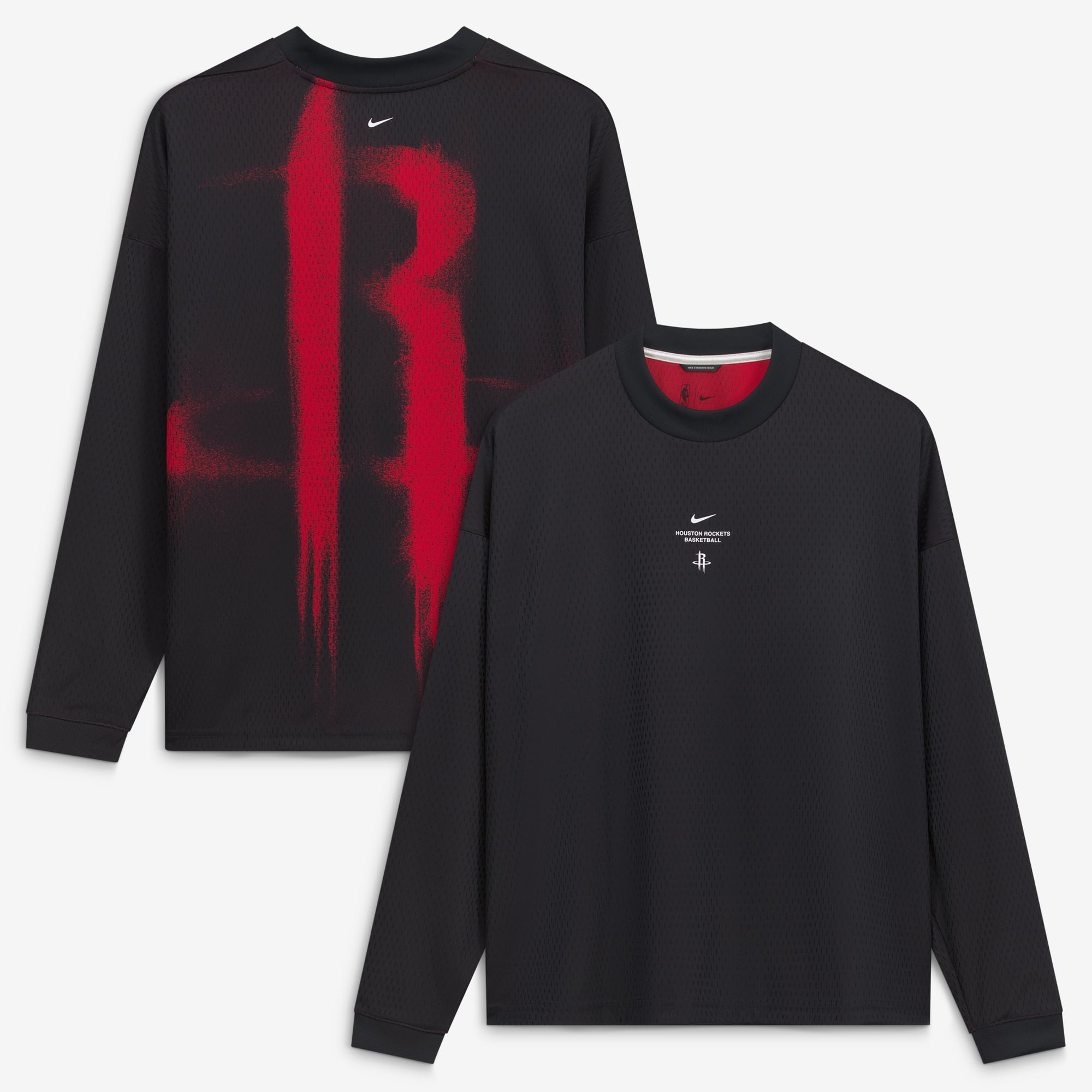 Men's Nike Black Houston Rockets 2026/27 Standard Issue Pre-Game Performance Long Sleeve T-Shirt