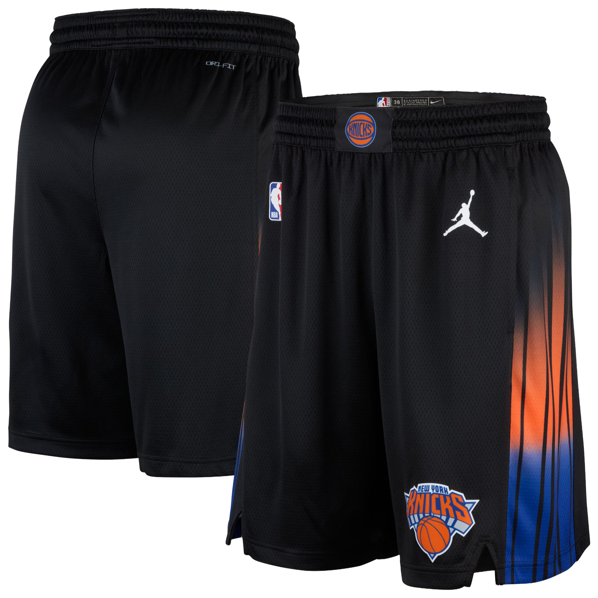 Jordan Men's Black New York Knicks Swingman Statement Edition Shorts - Black, White