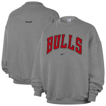 Men's Nike  Dark Heather Gray Chicago Bulls Standard Issue Wordmark Fleece Therma-Fit Sweatshirt