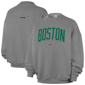 Men's Nike  Dark Heather Gray Boston Celtics Standard Issue Wordmark Fleece Therma-Fit Sweatshirt