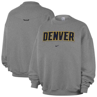 Men's Nike  Dark Heather Gray Denver Nuggets Standard Issue Wordmark Fleece Therma-Fit Sweatshirt