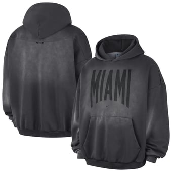 Men's Nike Charcoal Miami Heat 2026 Standard Issue Travel Washed Fleece Pullover Hoodie