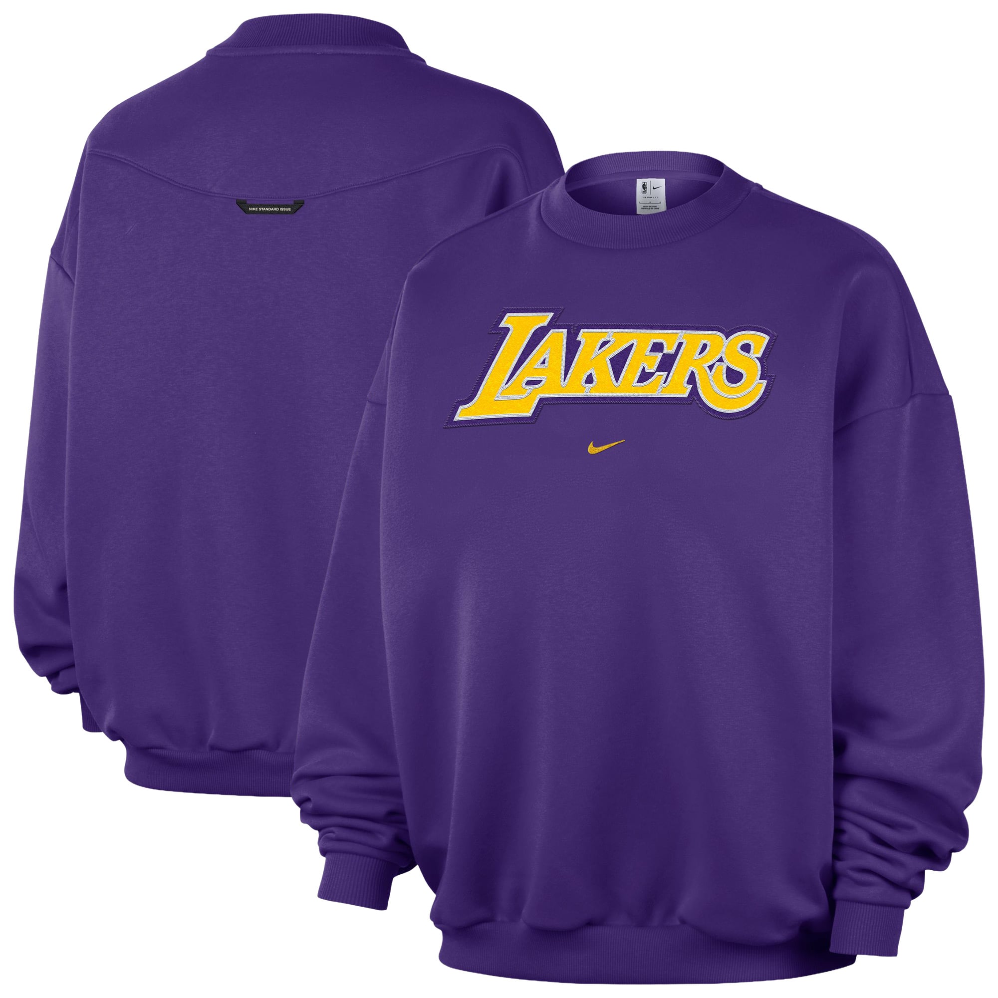 Nike Women's Purple Los Angeles Lakers Standard Issue Wordmark Fleece Crewneck Sweatshirt - Purple