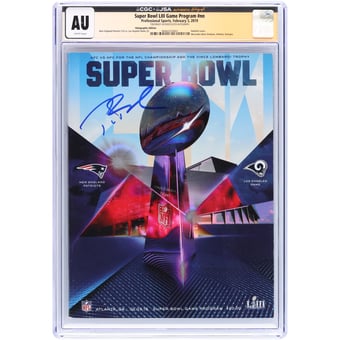 Tom Brady New England Patriots Autographed Super Bowl LIII CGC Authenticated Program from February 3, 2019