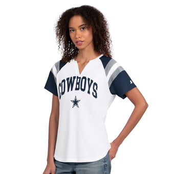 Women's Starter  White Dallas Cowboys Game On Notch Neck T-Shirt
