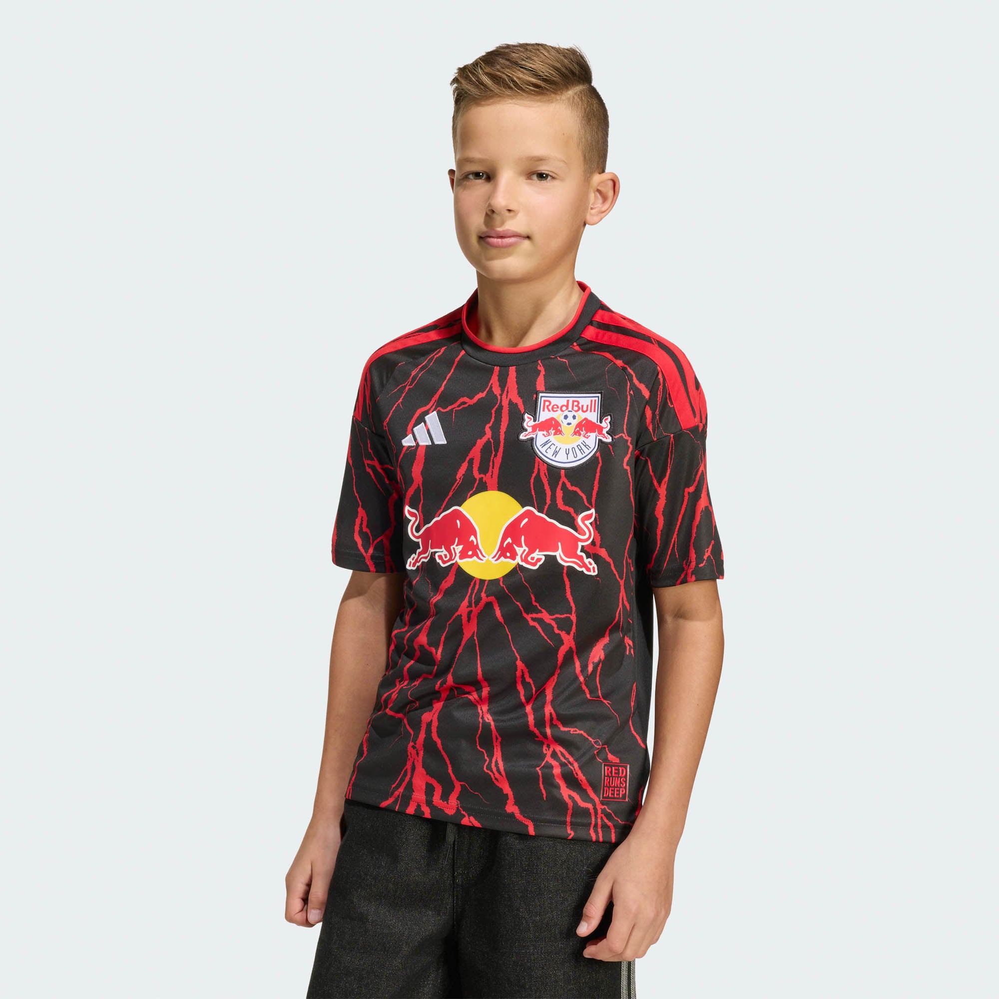 Youth adidas Black New York Red Bulls 2026 The Rooted Kit Replica Jersey
