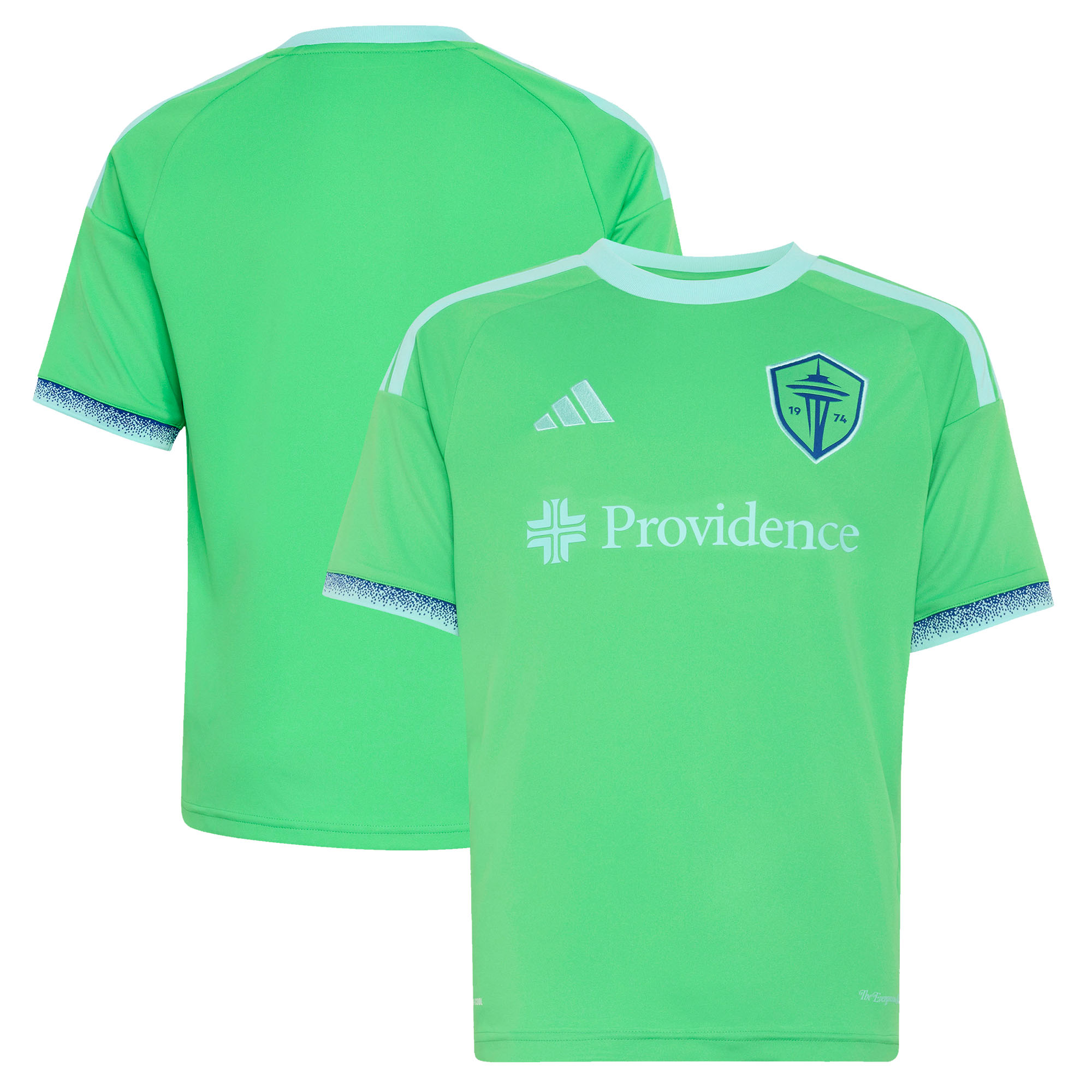 Youth adidas Rave Green Seattle Sounders FC 2026 The Evergreen State Kit Replica Jersey