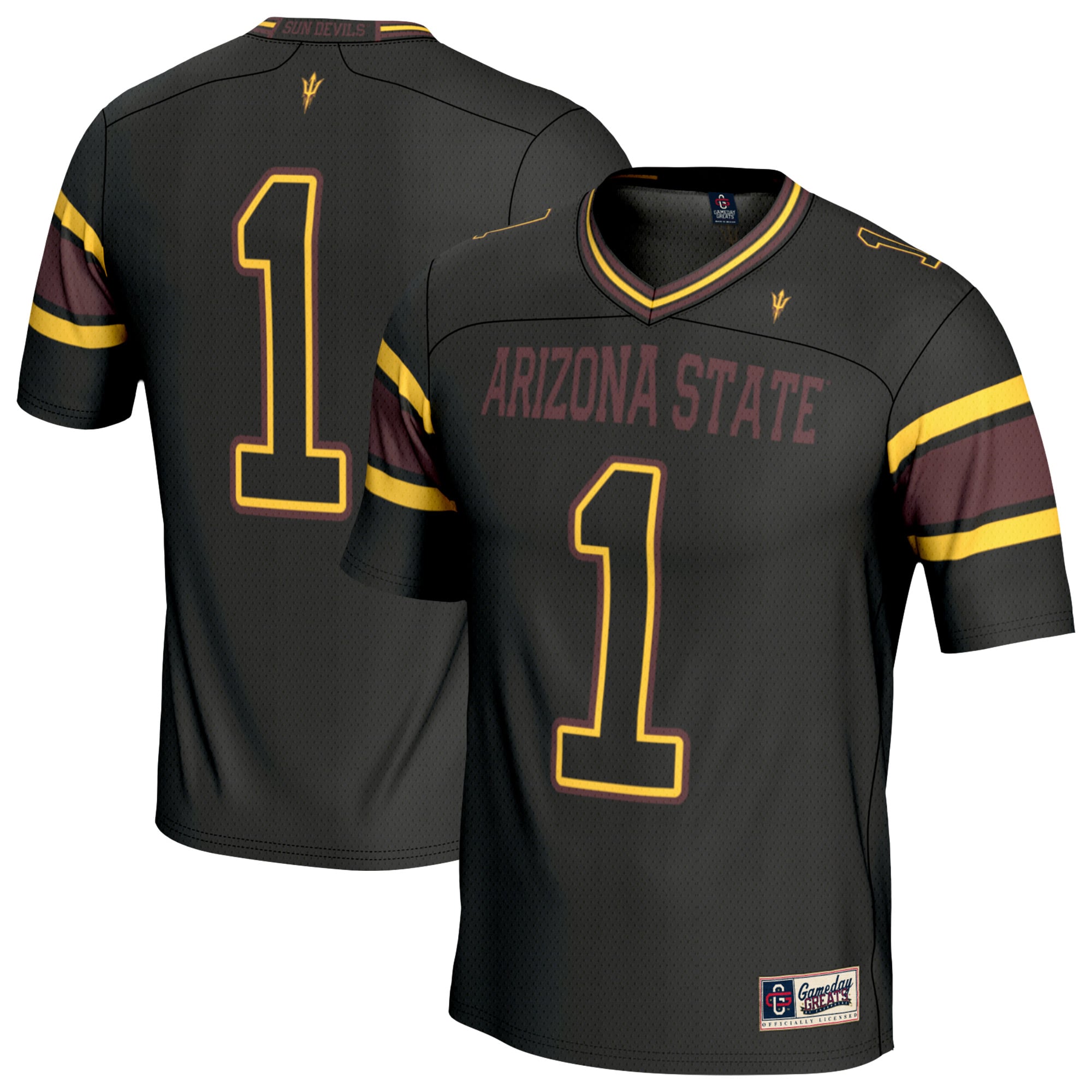 Youth GameDay Greats  Black #1 Arizona State Sun Devils Lightweight Collegiate Football Fashion Jersey