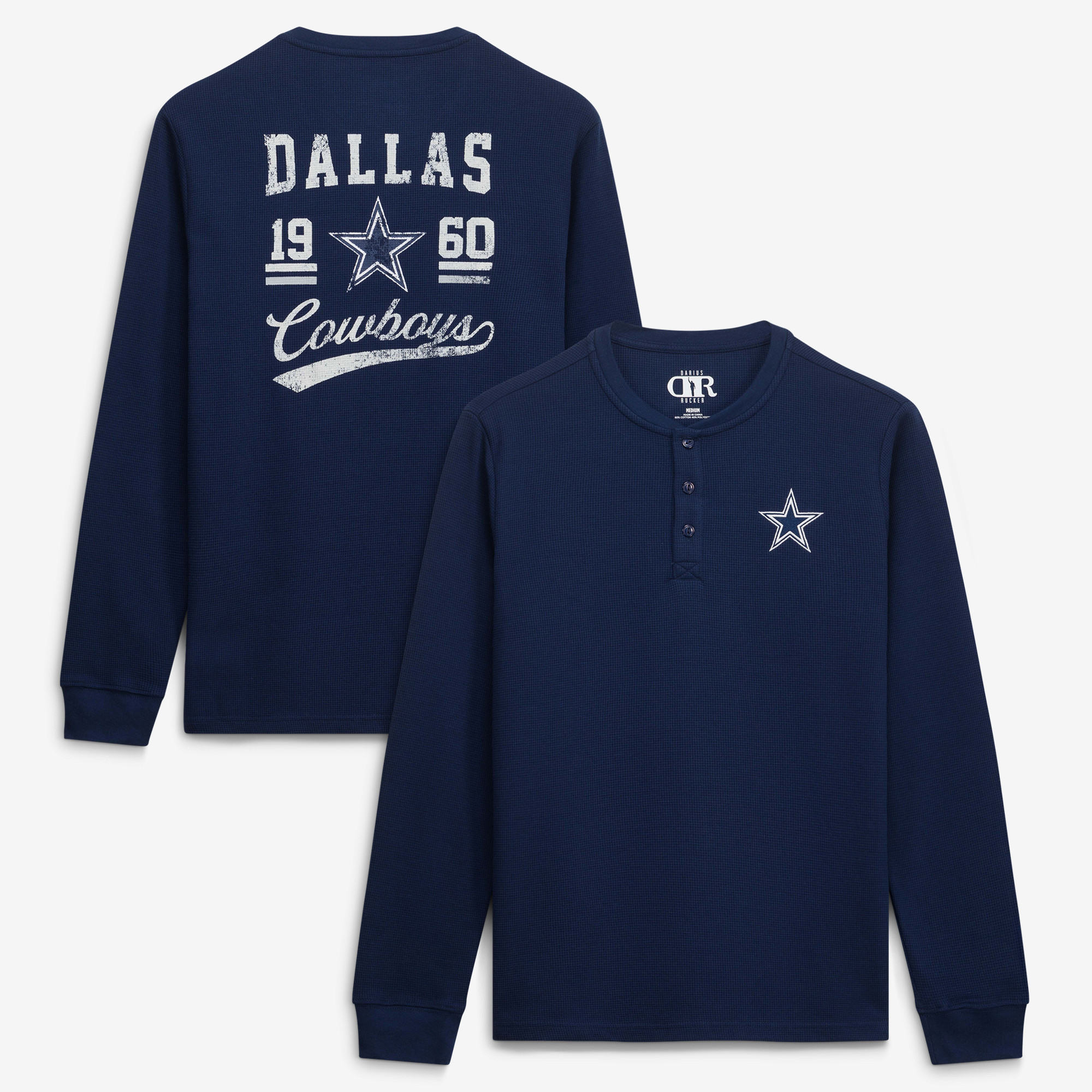 Men's Darius Rucker Collection by Fanatics  Navy Dallas Cowboys Waffle-Knit Long-Sleeve Thermal T-Shirt