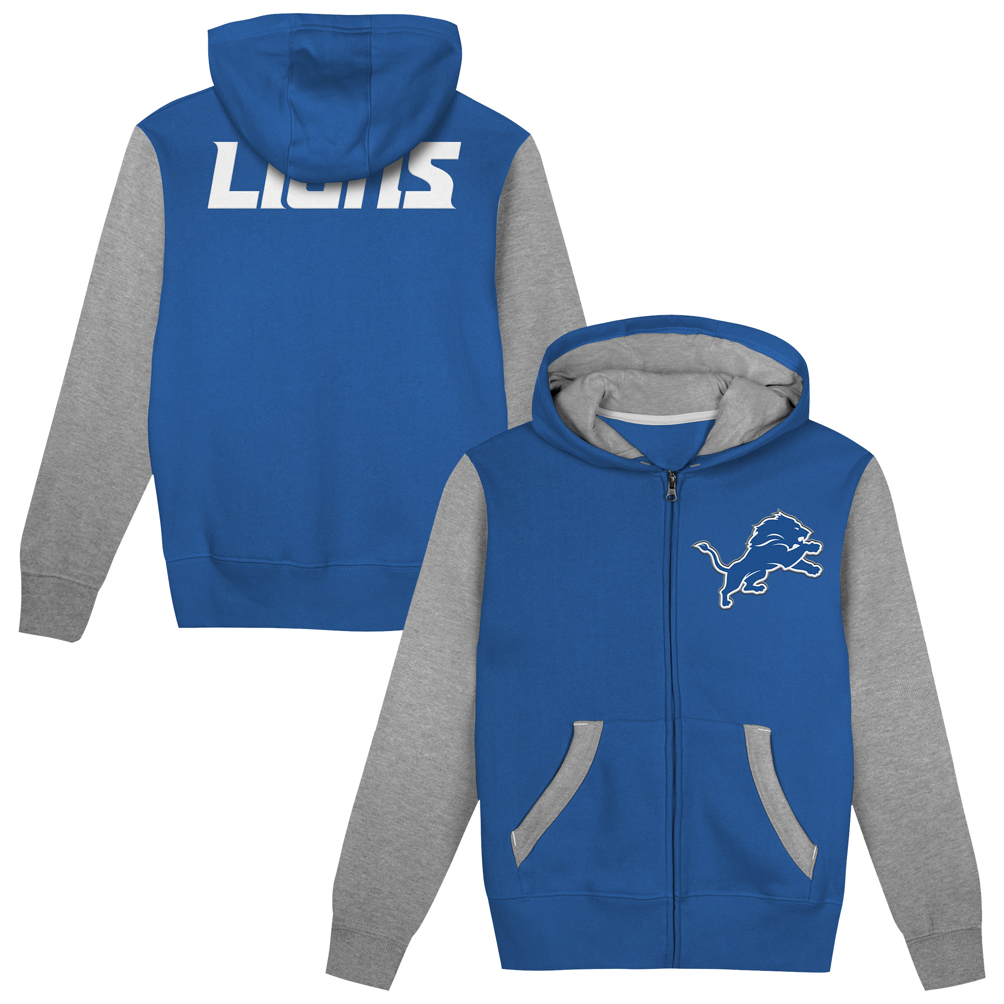 Preschool Outerstuff  Blue/Silver Detroit Lions Stadium Colorblock Full-Zip Hoodie