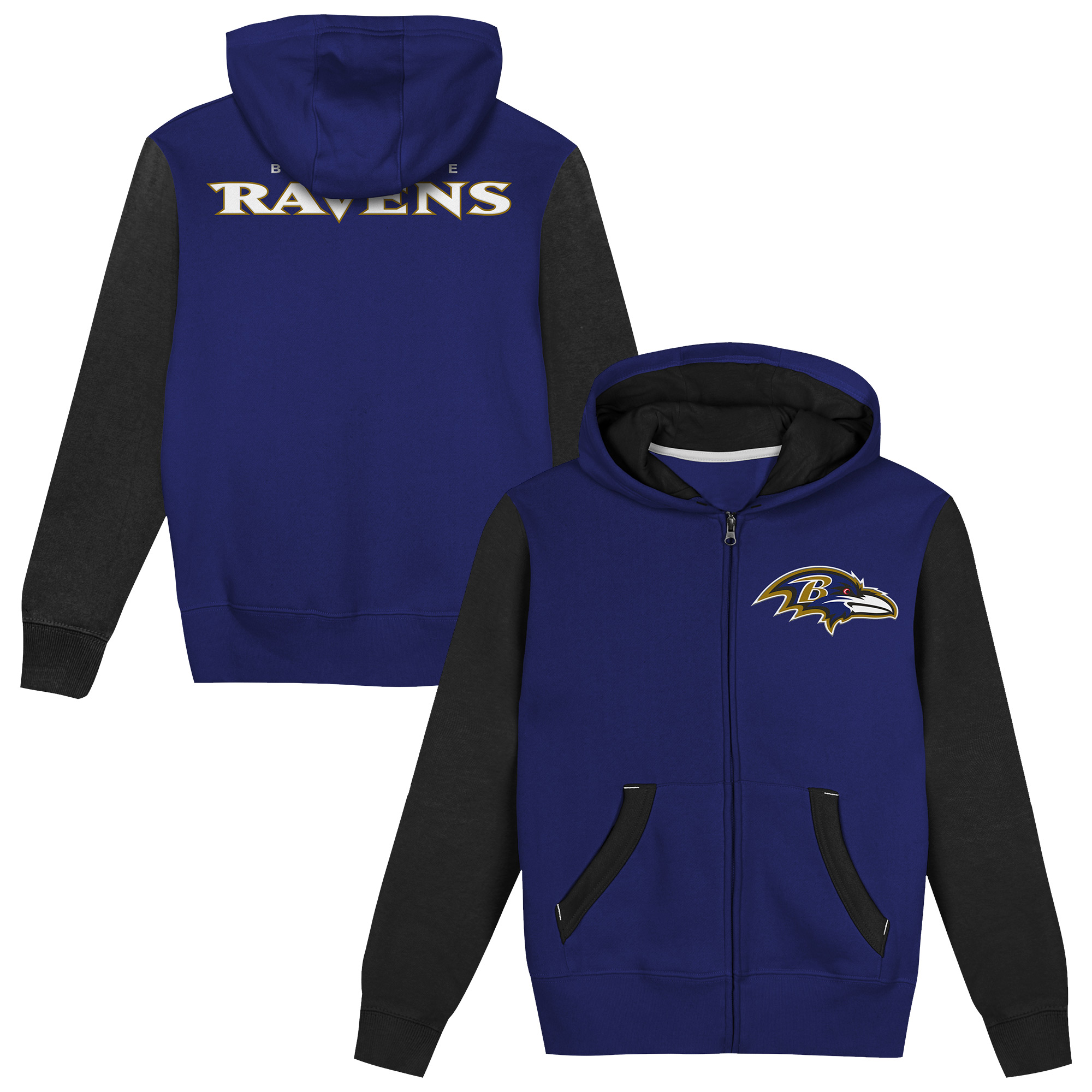 Preschool Outerstuff Purple/Black Baltimore Ravens Stadium Colorblock Full-Zip Hoodie