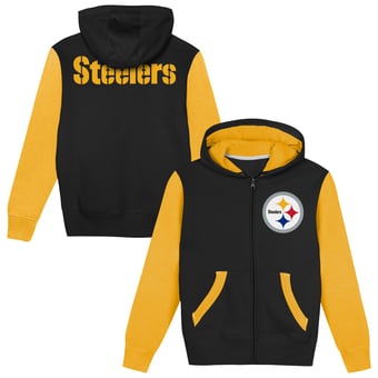 Preschool Outerstuff  Black/Gold Pittsburgh Steelers Stadium Colorblock Full-Zip Hoodie