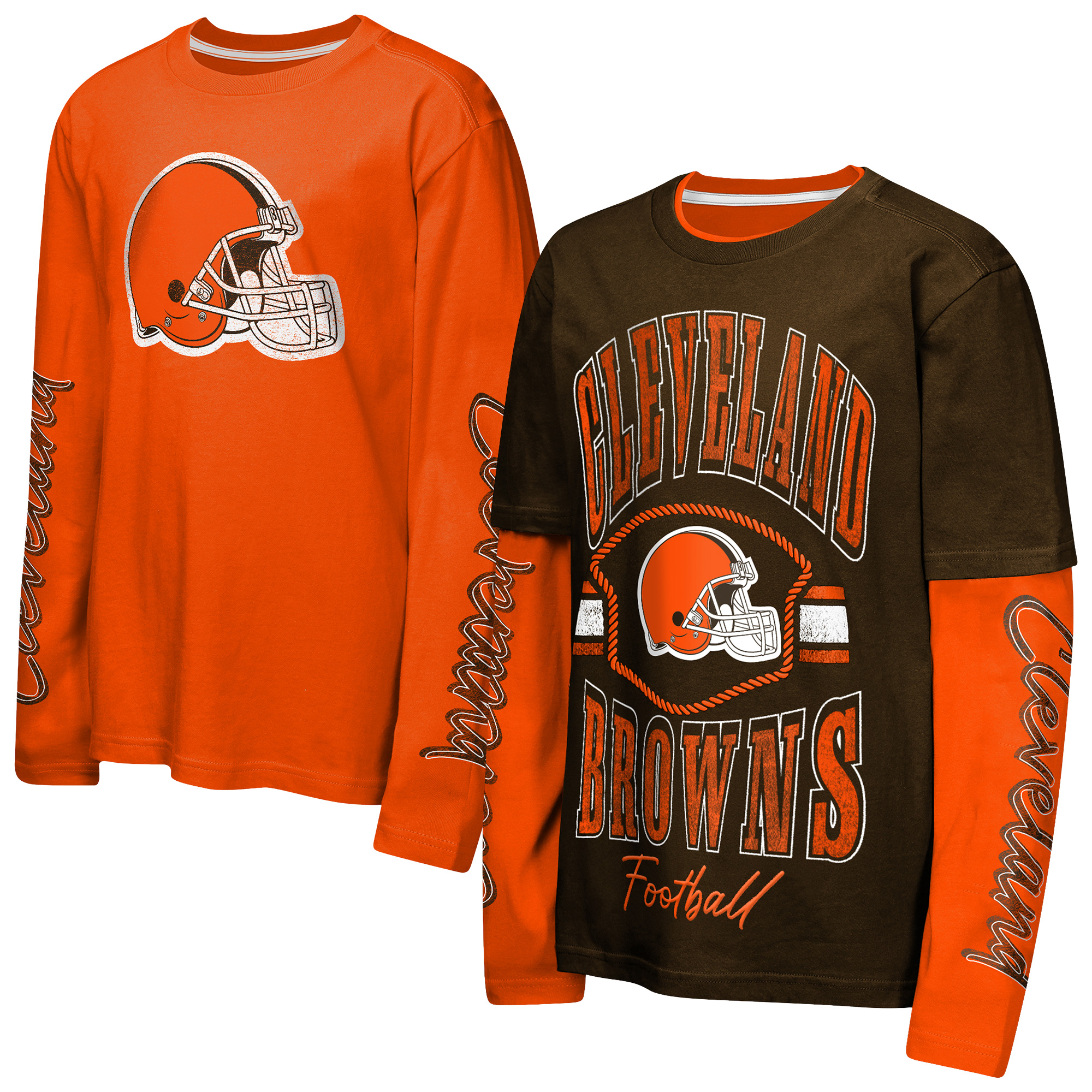Outerstuff Preschool Brown/Orange Cleveland Browns Motion T-Shirt Combo Set, 2-Piece - Brown, Orange