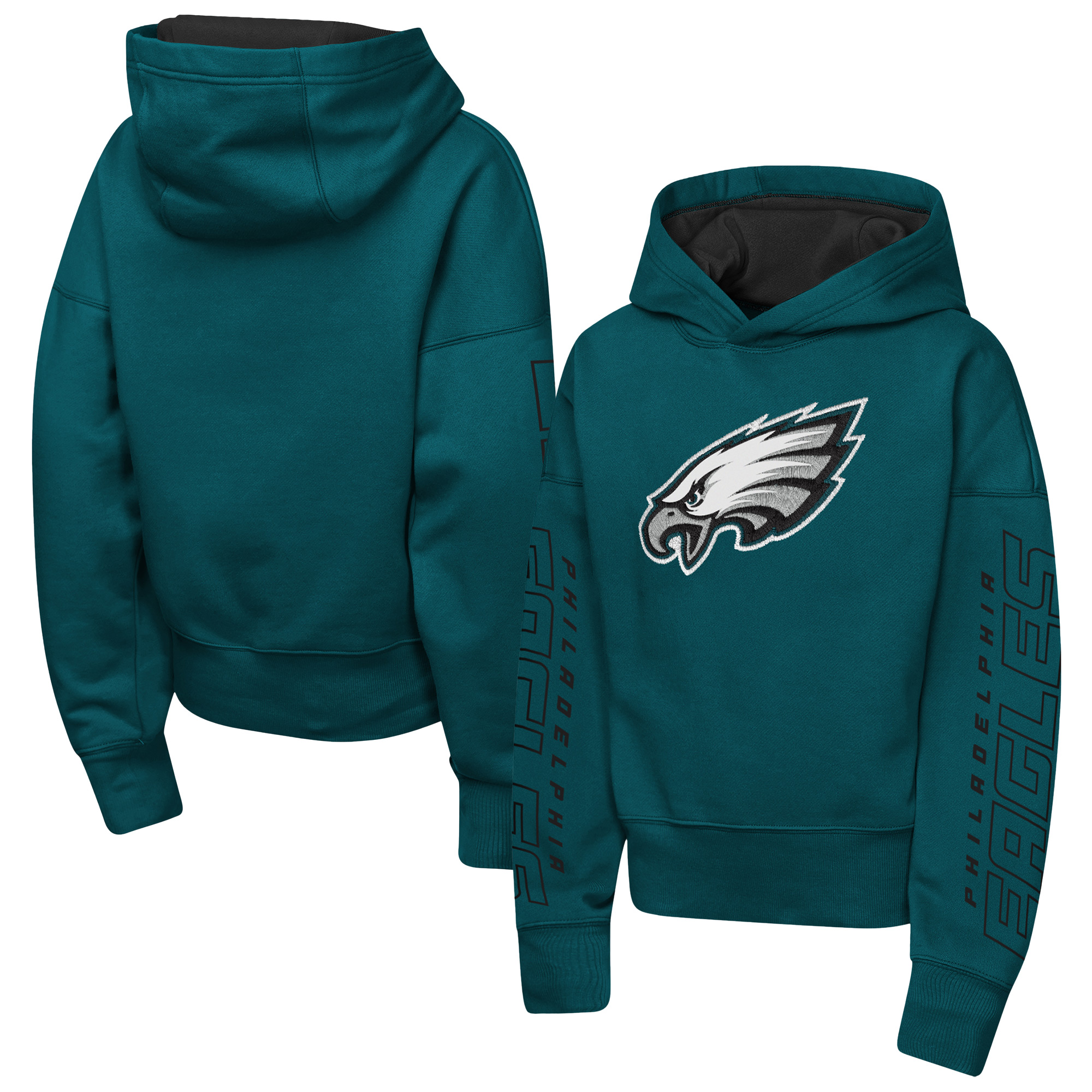 Outerstuff Big Girls' Midnight Green Philadelphia Eagles Miss Tailgate Color Block Hoodie - Midnight Green
