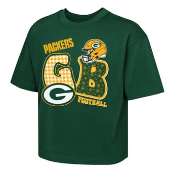 Girls Youth Outerstuff  Green Green Bay Packers Team Quilt Boxy T-Shirt