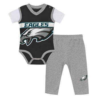 Infant Outerstuff  Black/Heather Gray Philadelphia Eagles Two-Piece Jersey Bodysuit & Pants Set