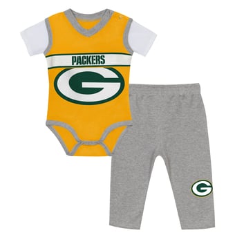 Infant Outerstuff  Gold/Heather Gray Green Bay Packers Two-Piece Jersey Bodysuit & Pants Set