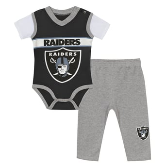 Infant Outerstuff  Black/Heather Gray Las Vegas Raiders Two-Piece Jersey Bodysuit & Pants Set