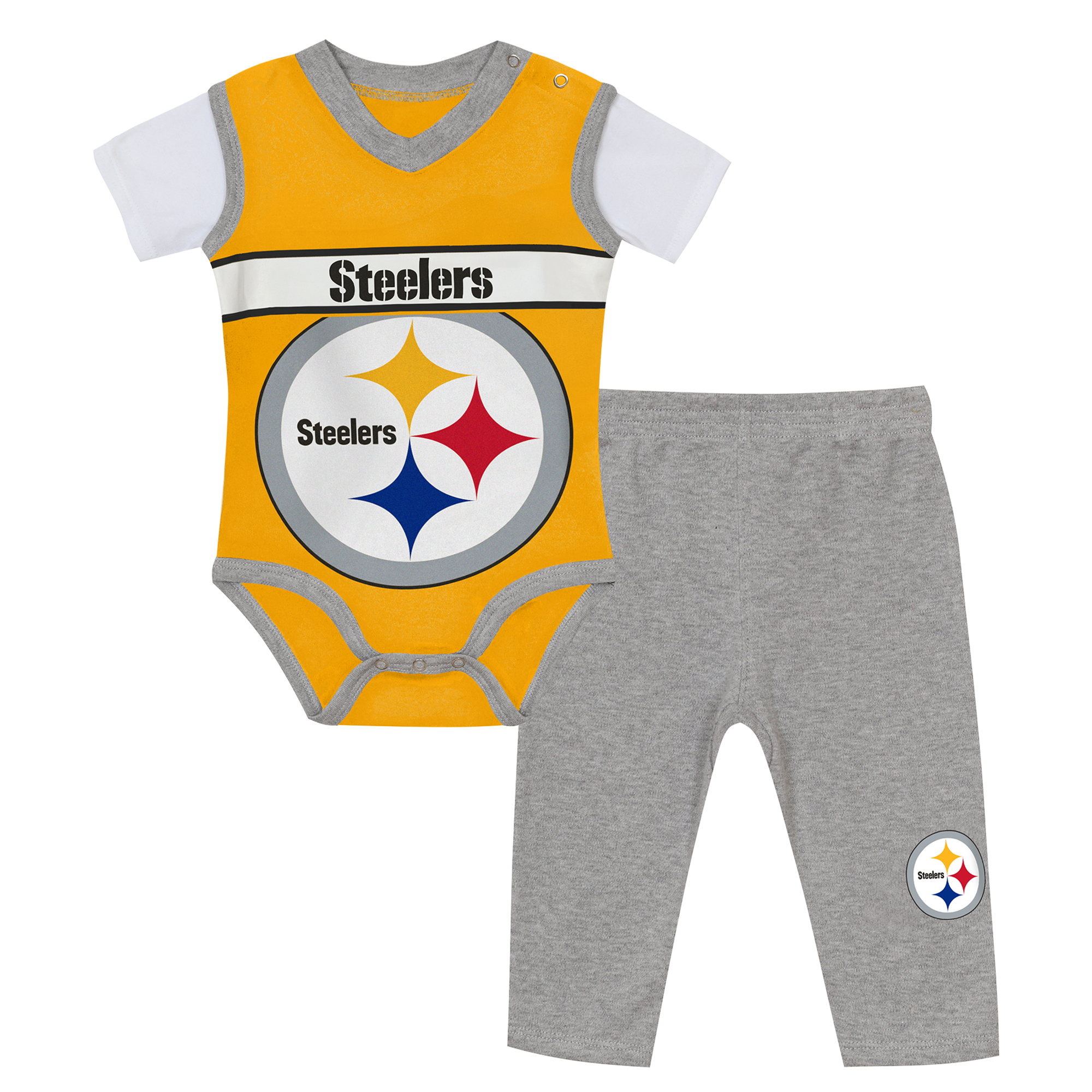 Infant Outerstuff  Gold/Heather Gray Pittsburgh Steelers Two-Piece Jersey Bodysuit & Pants Set