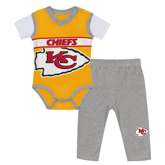 Infant Outerstuff  Gold/Heather Gray Kansas City Chiefs Two-Piece Jersey Bodysuit & Pants Set
