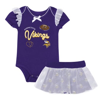 Girls Infant Outerstuff Court Purple Minnesota Vikings Melted Hearts Printed Bodysuit and Skirt Set