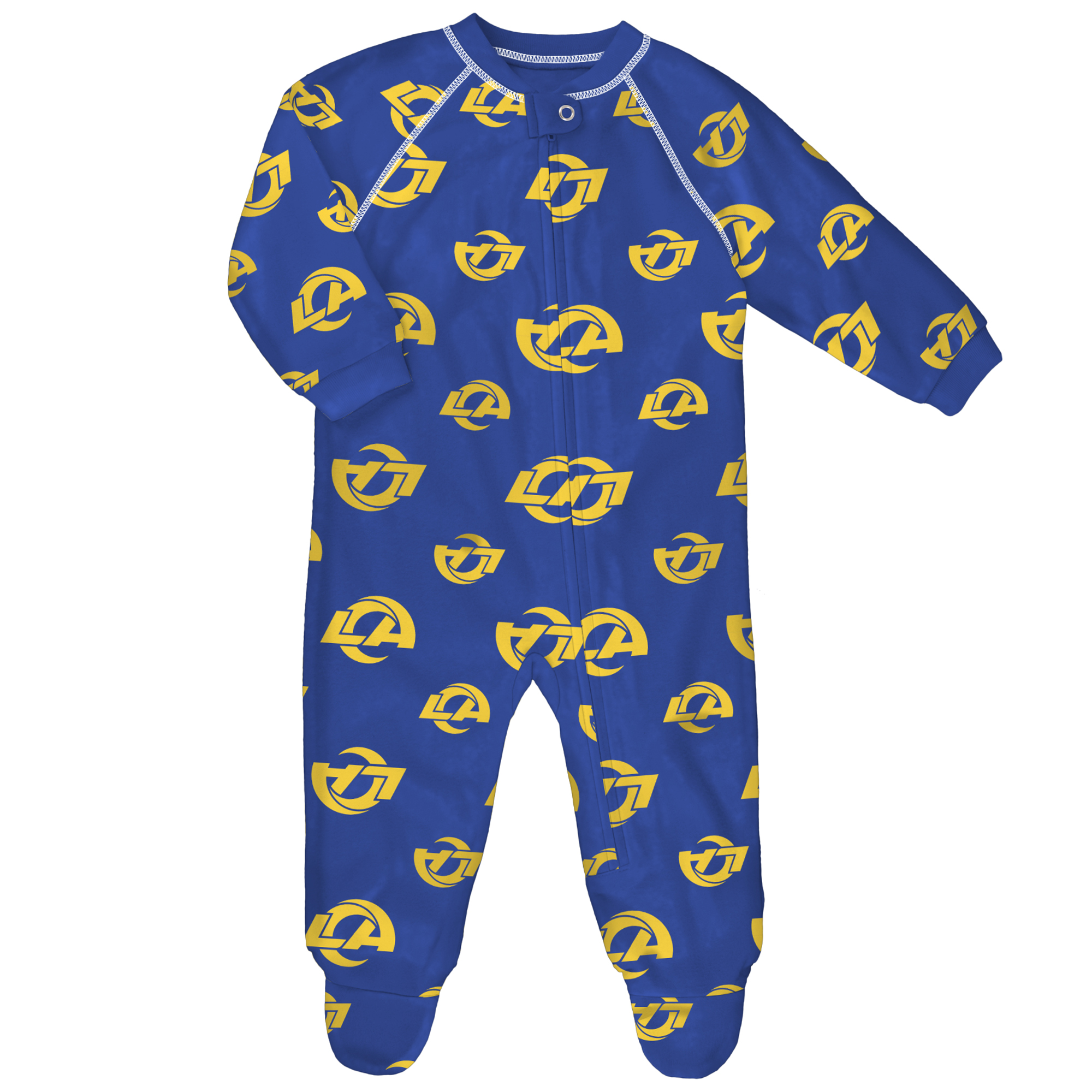 Newborn & Infant Royal Los Angeles Rams Allover Print Raglan Full-Zip Sleeper