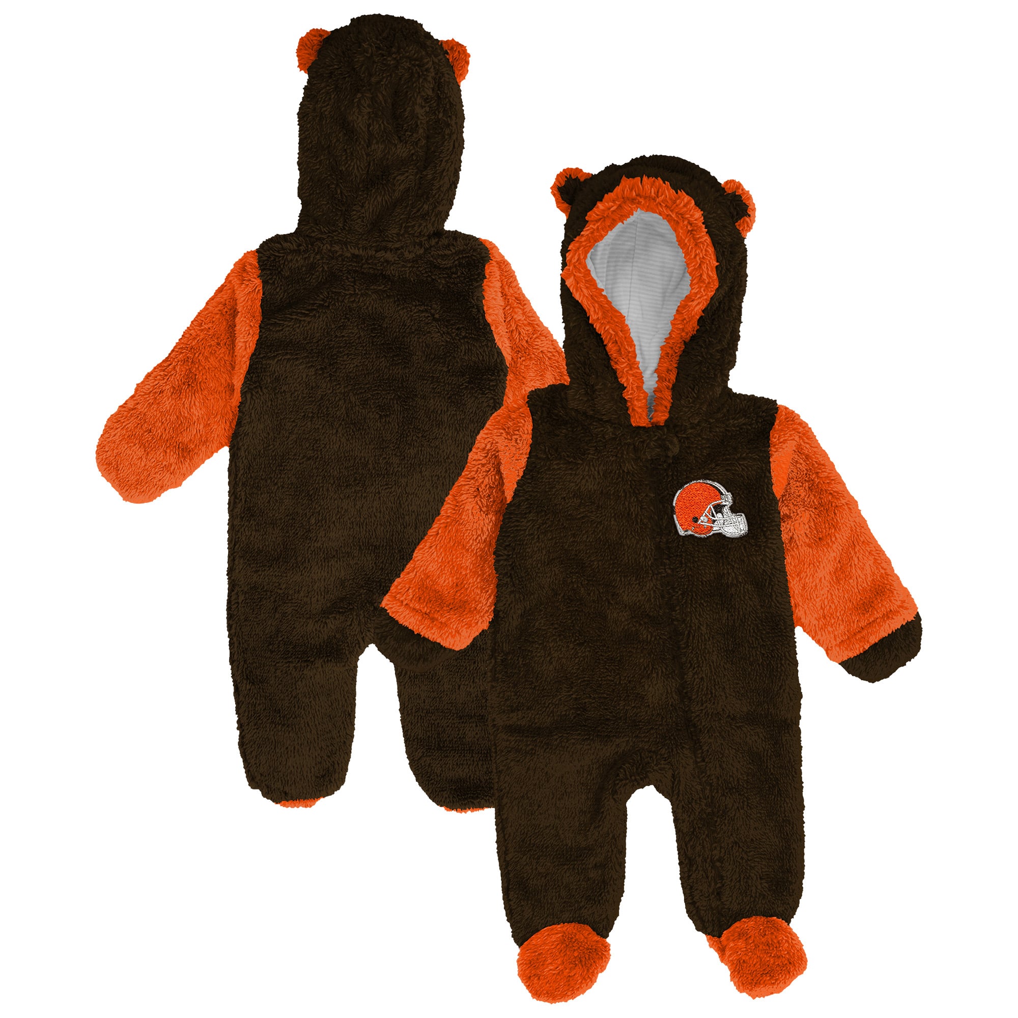 Newborn Outerstuff Brown Cleveland Browns Teddy Fleece Bunting Full-Zip Sleeper