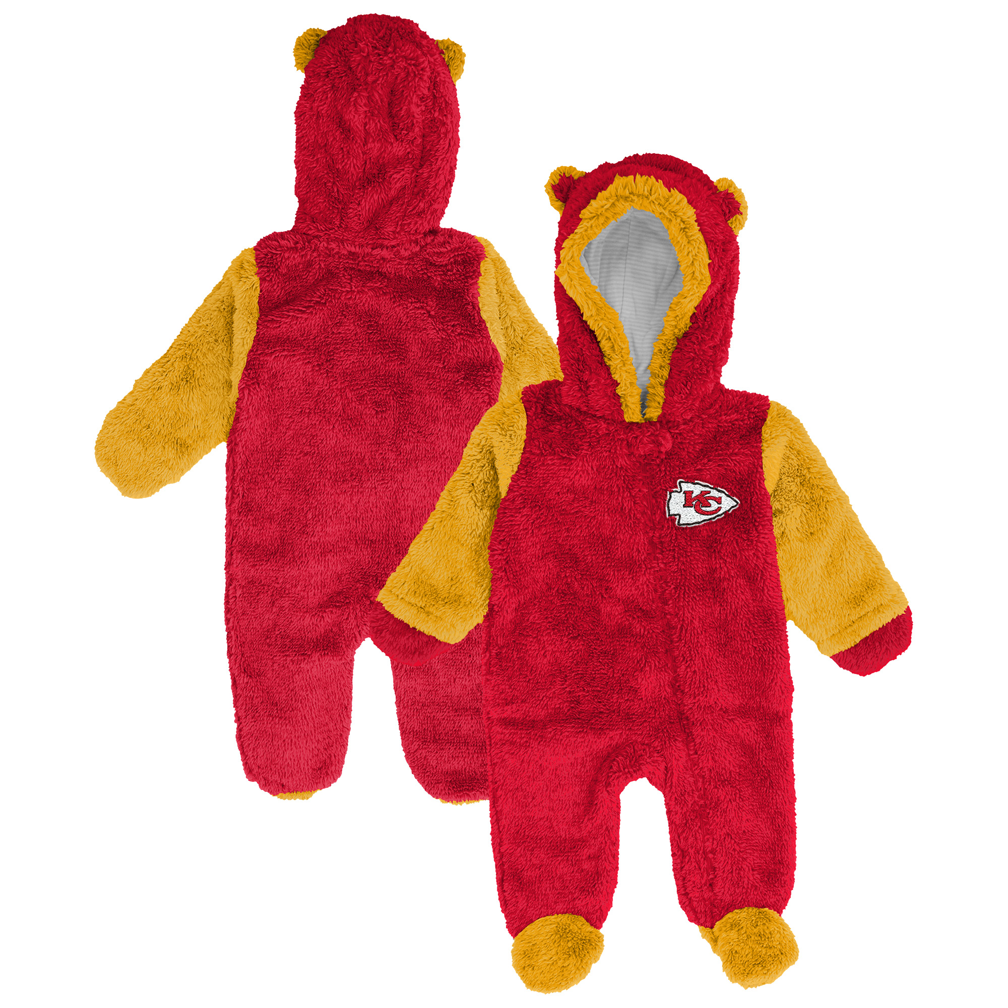Newborn Outerstuff  Red Kansas City Chiefs Teddy Fleece Bunting Full-Zip Sleeper
