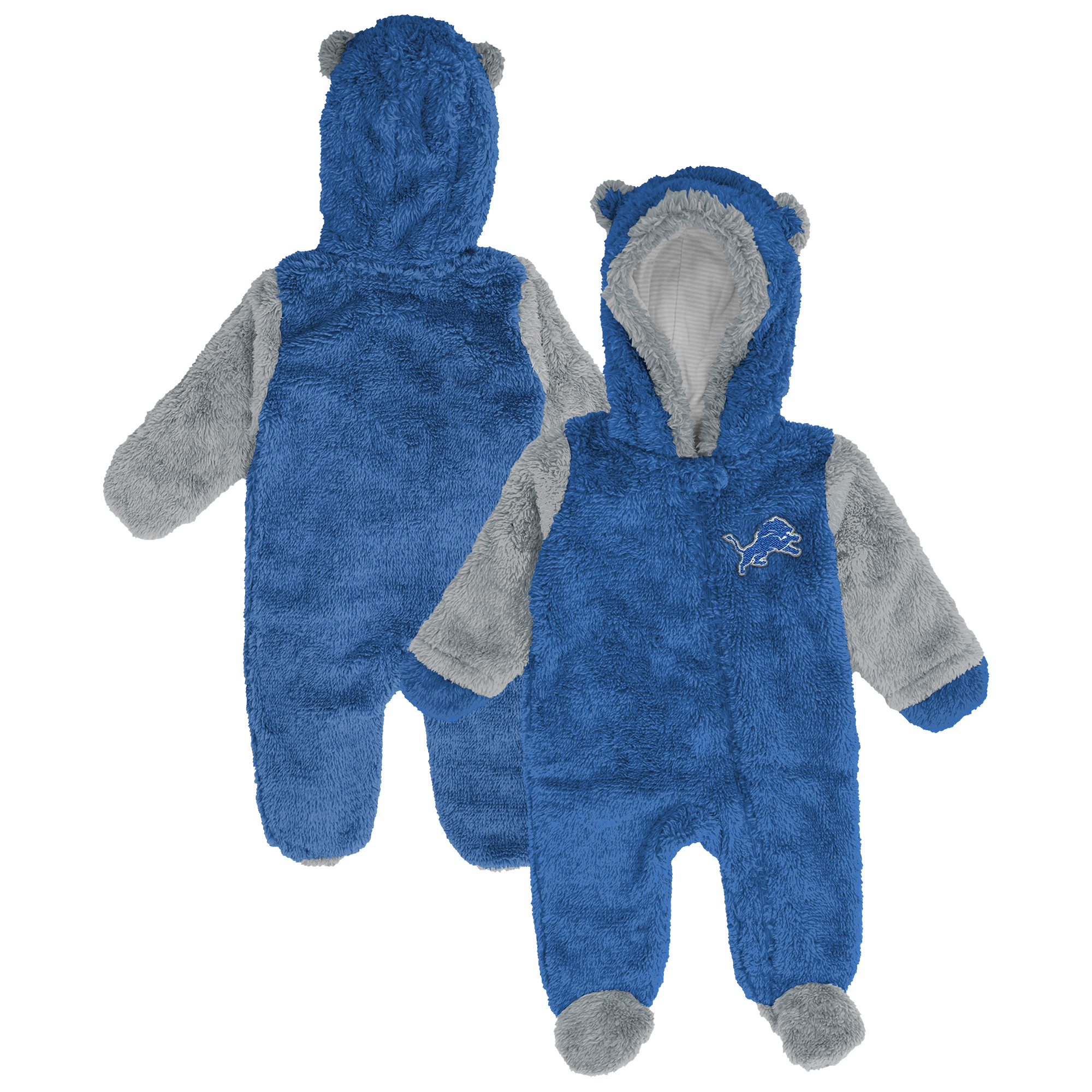 Newborn Outerstuff  Blue Detroit Lions Teddy Fleece Bunting Full-Zip Sleeper
