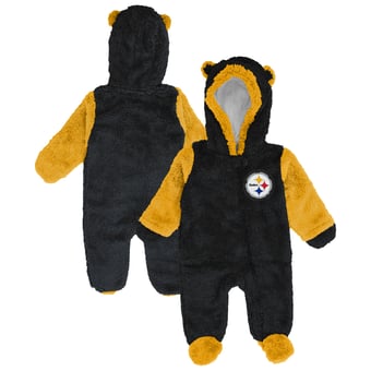 Newborn Outerstuff  Black Pittsburgh Steelers Teddy Fleece Bunting Full-Zip Sleeper