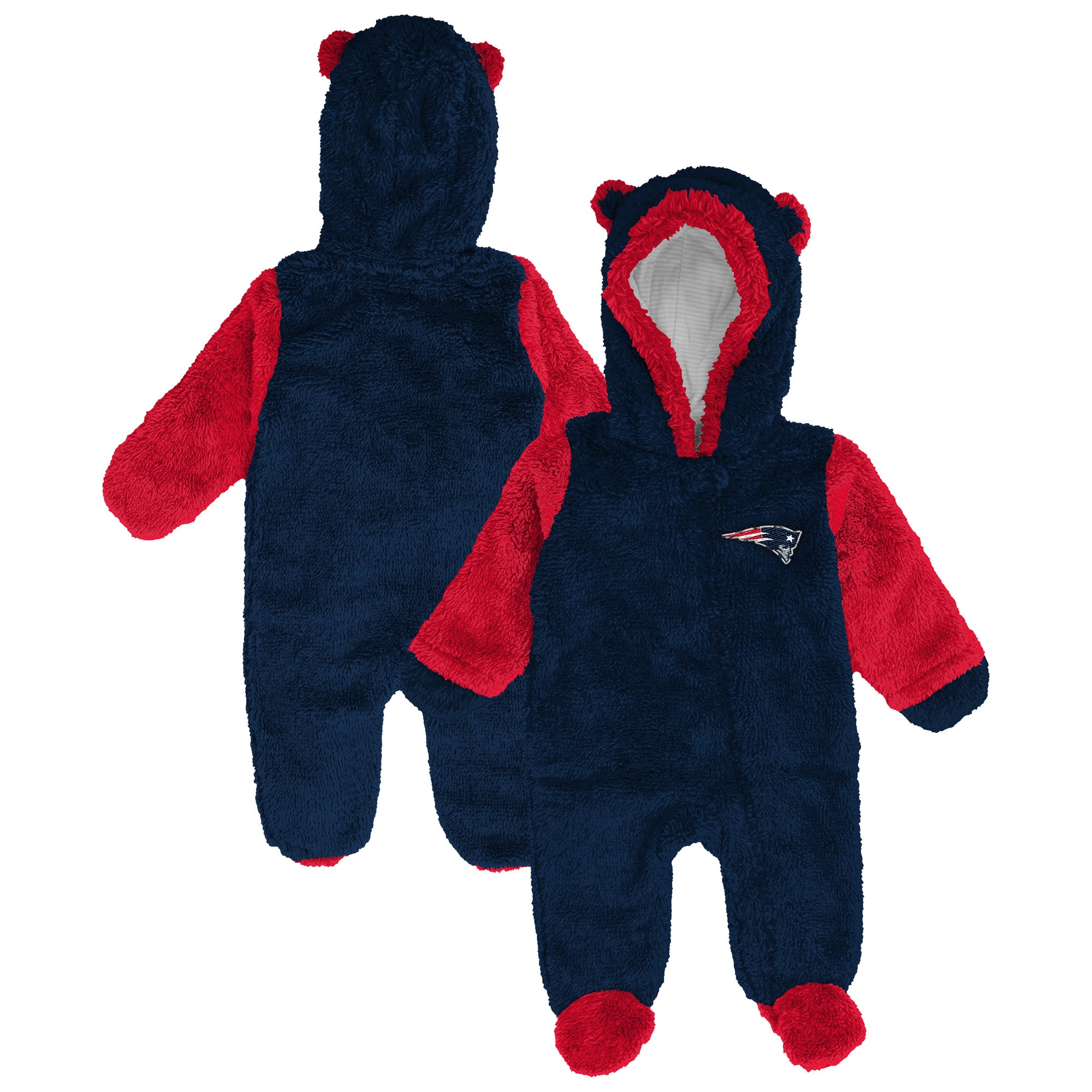 Newborn Outerstuff  Navy New England Patriots Teddy Fleece Bunting Full-Zip Sleeper