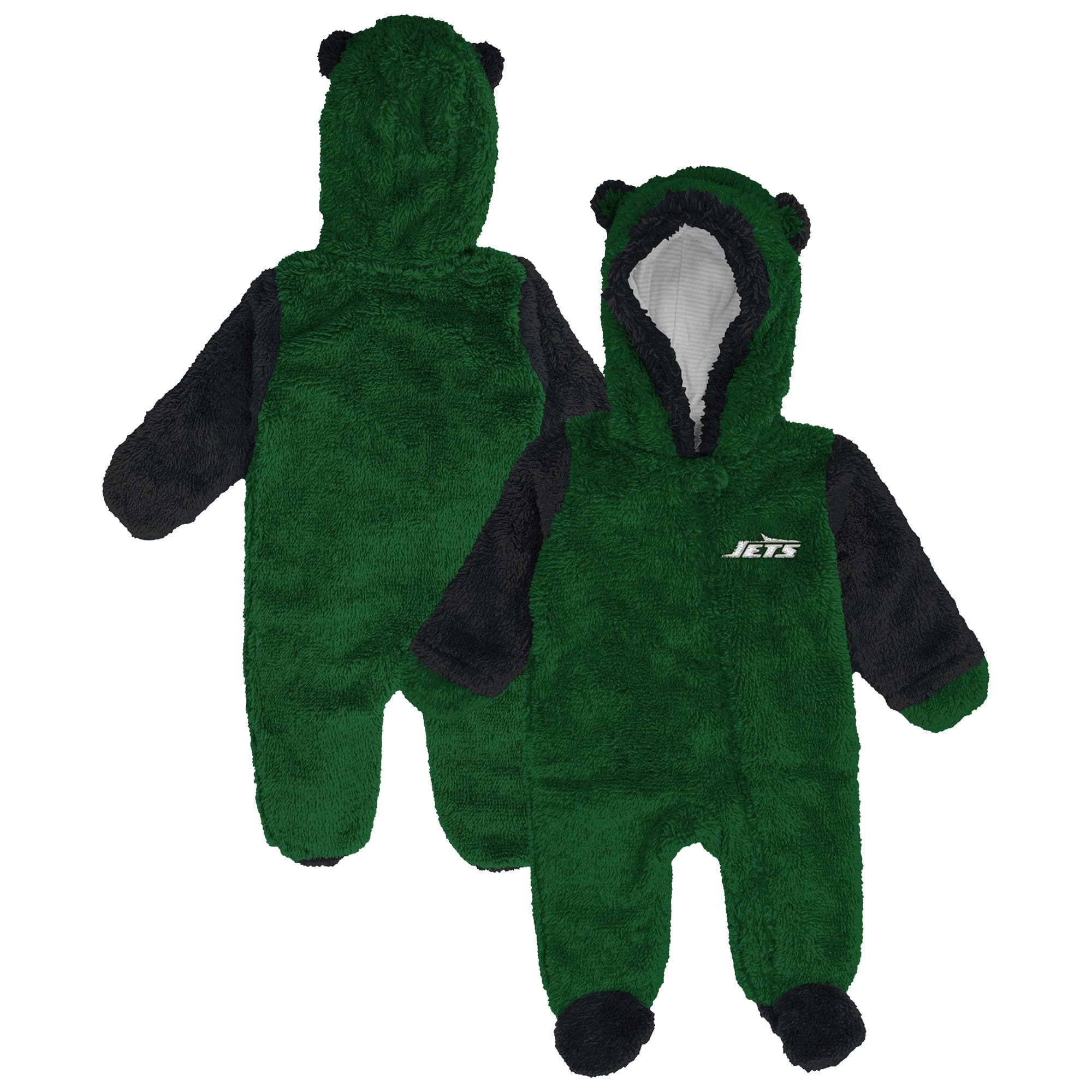 Newborn Outerstuff  Green New York Jets Teddy Fleece Bunting Full-Zip Sleeper