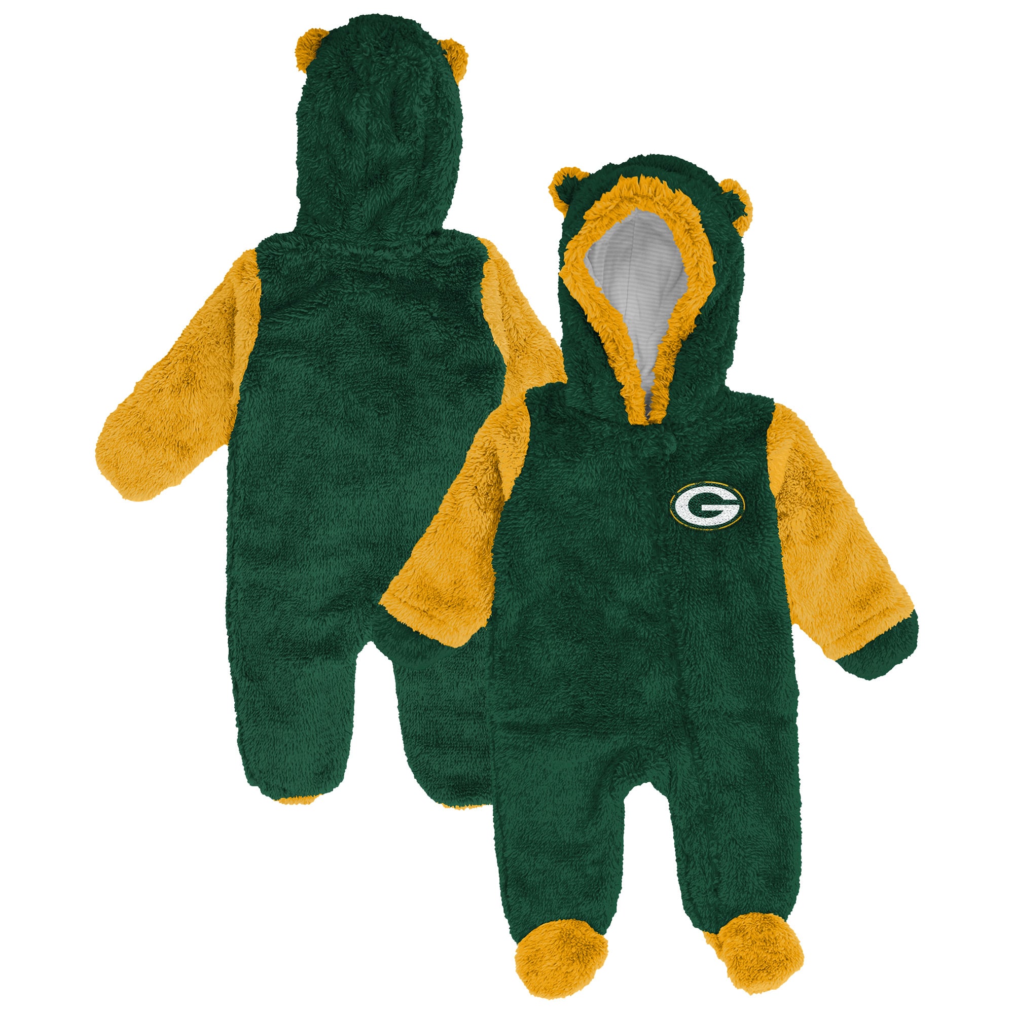 Newborn Outerstuff  Green Green Bay Packers Teddy Fleece Bunting Full-Zip Sleeper