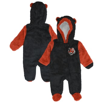 Newborn Outerstuff  Black Cincinnati Bengals Teddy Fleece Bunting Full-Zip Sleeper