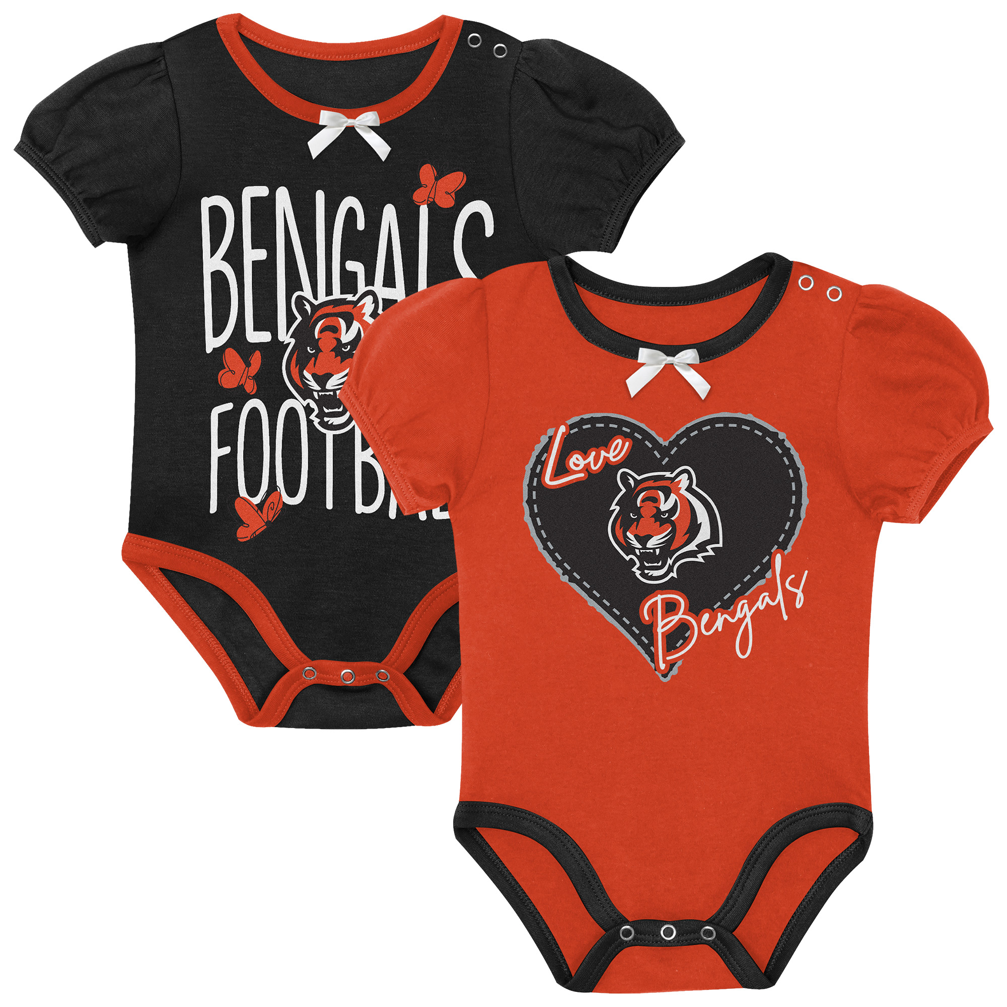 Newborn & Infant Outerstuff Black/Orange Cincinnati Bengals Star Power Two-Piece Bodysuit Set