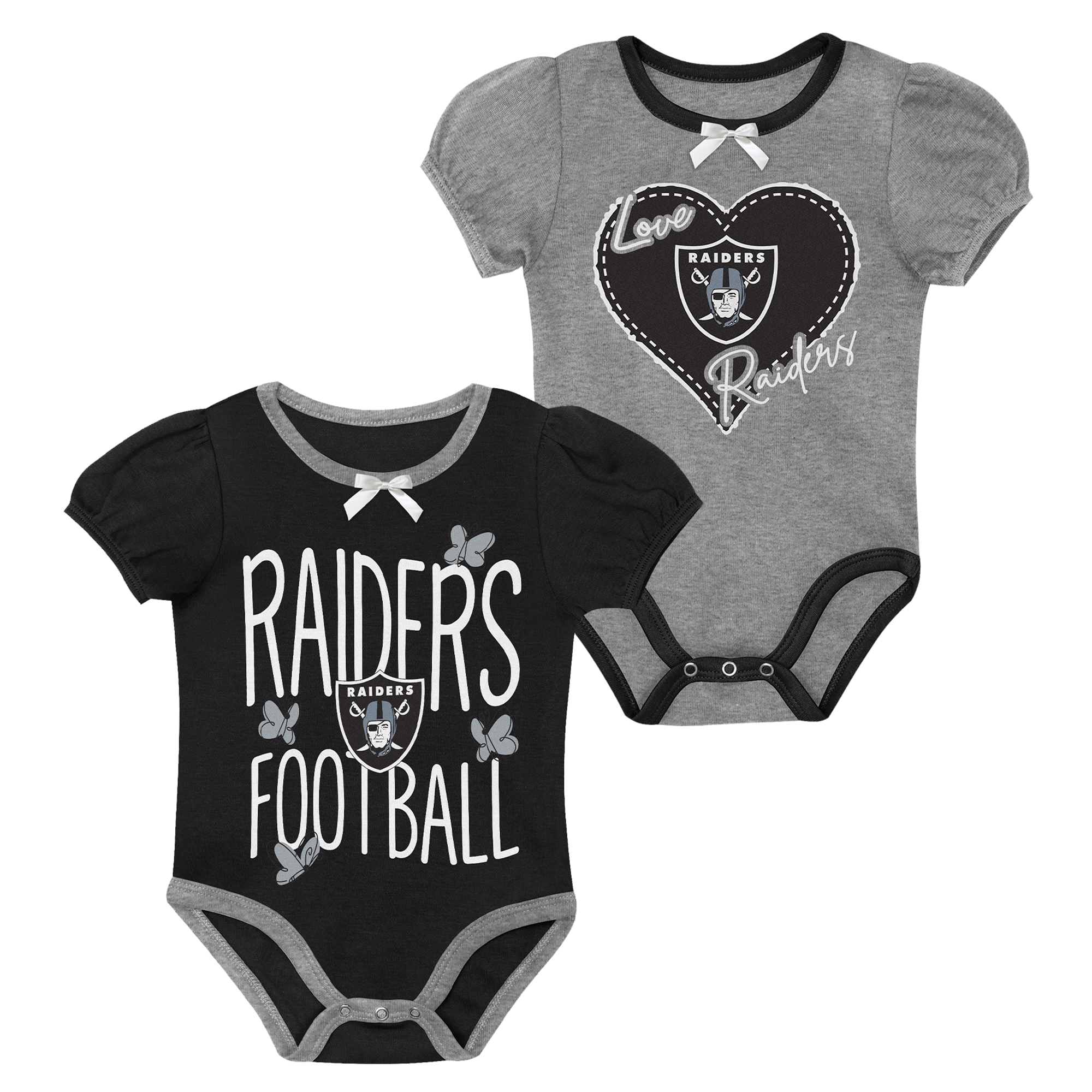 Newborn & Infant Outerstuff Black/Silver Las Vegas Raiders Star Power Two-Piece Bodysuit Set