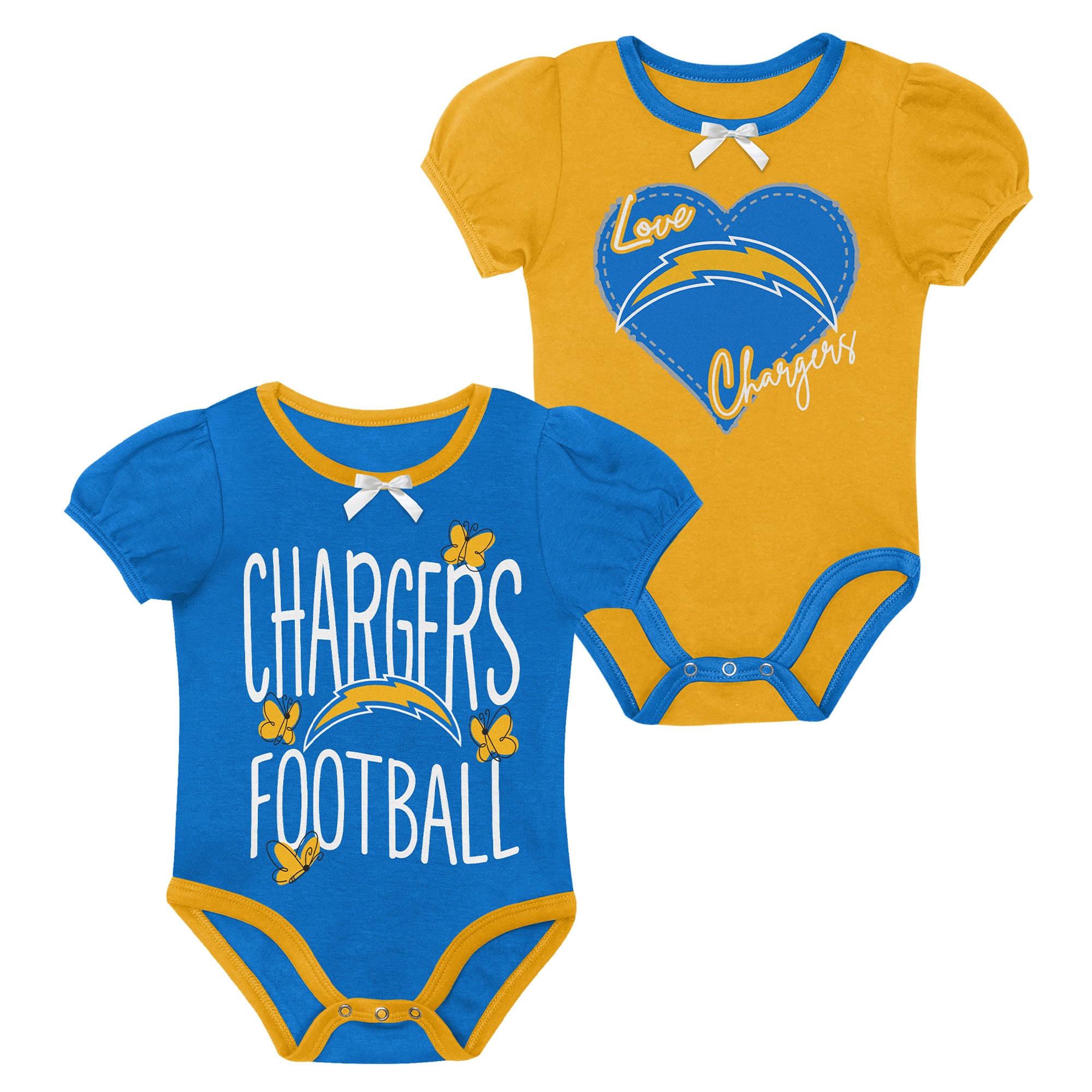Newborn & Infant Outerstuff Powder Blue/Gold Los Angeles Chargers Star Power Two-Piece Bodysuit Set