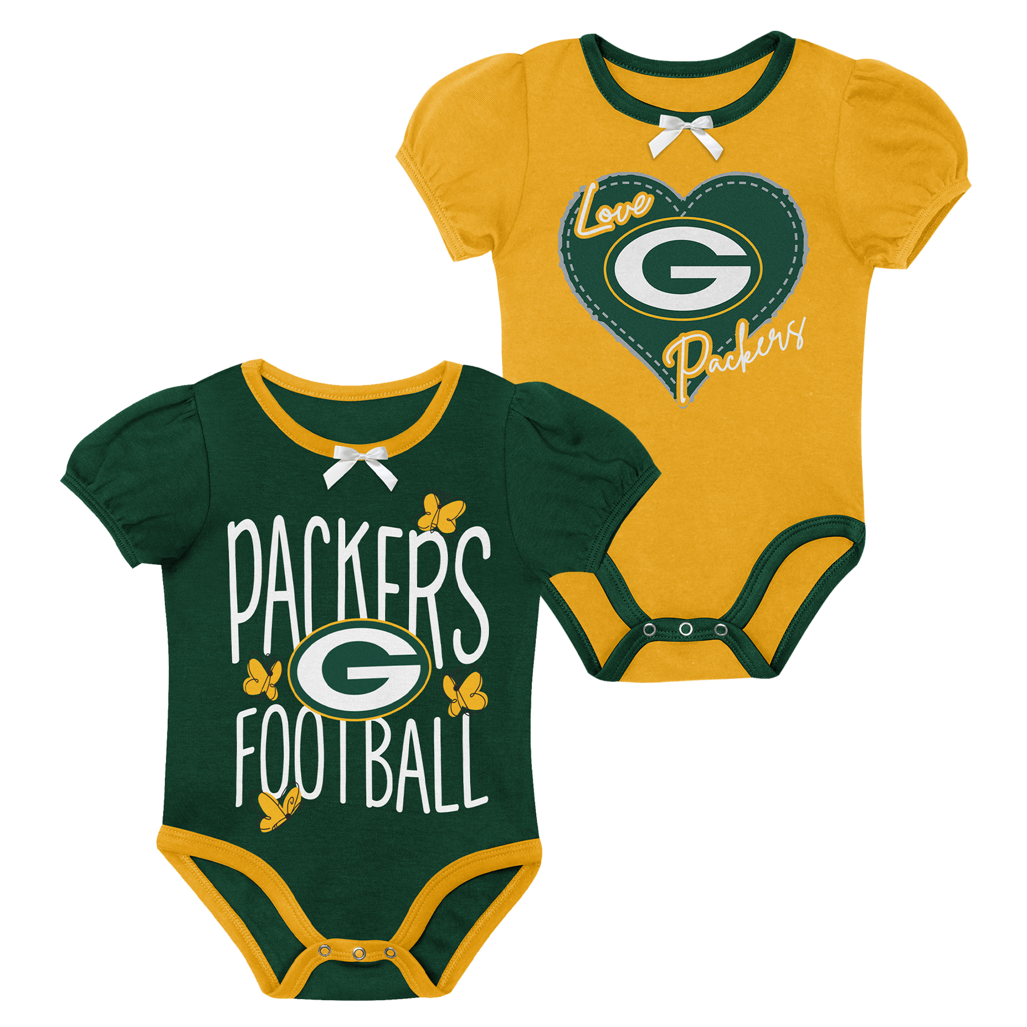 Newborn & Infant Outerstuff Green/Gold Green Bay Packers Star Power Two-Piece Bodysuit Set