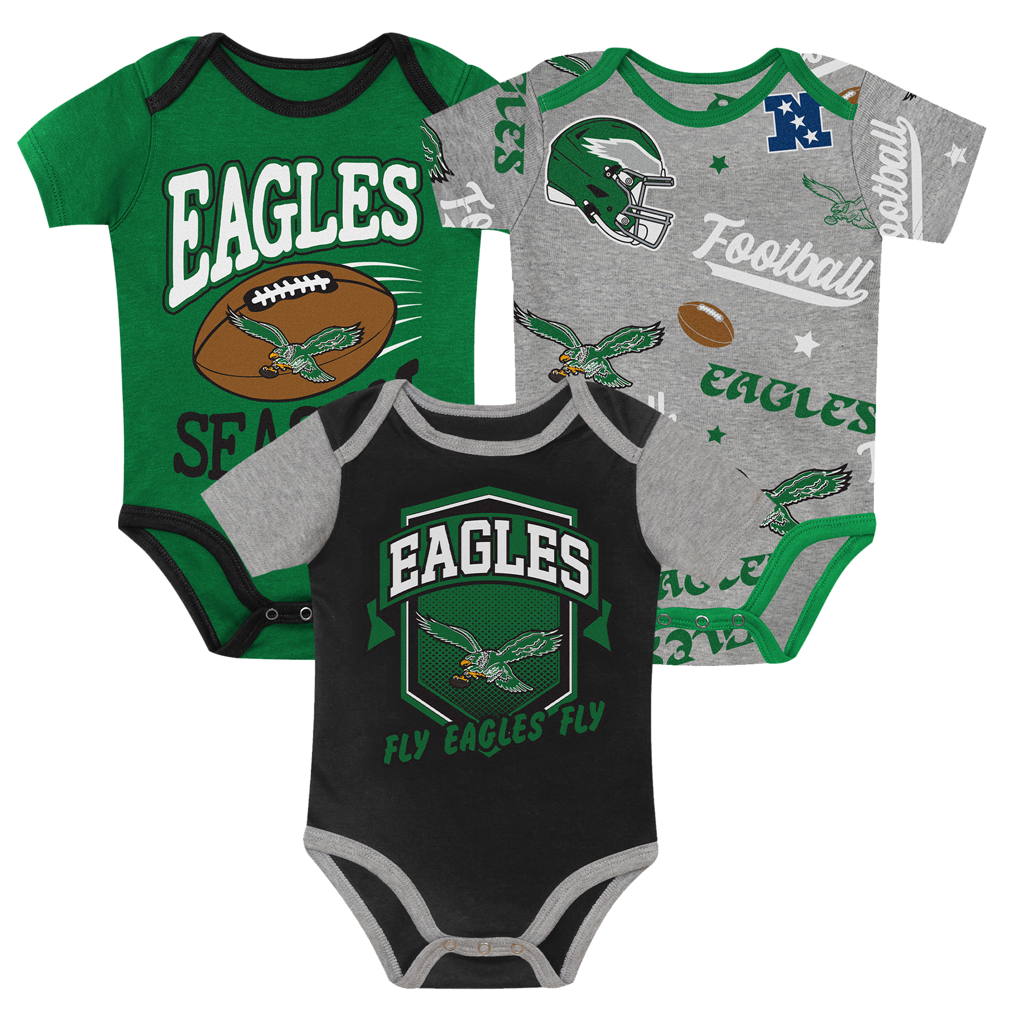 Newborn Outerstuff  Philadelphia Eagles First Round Pick Three-Piece Bodysuit Set