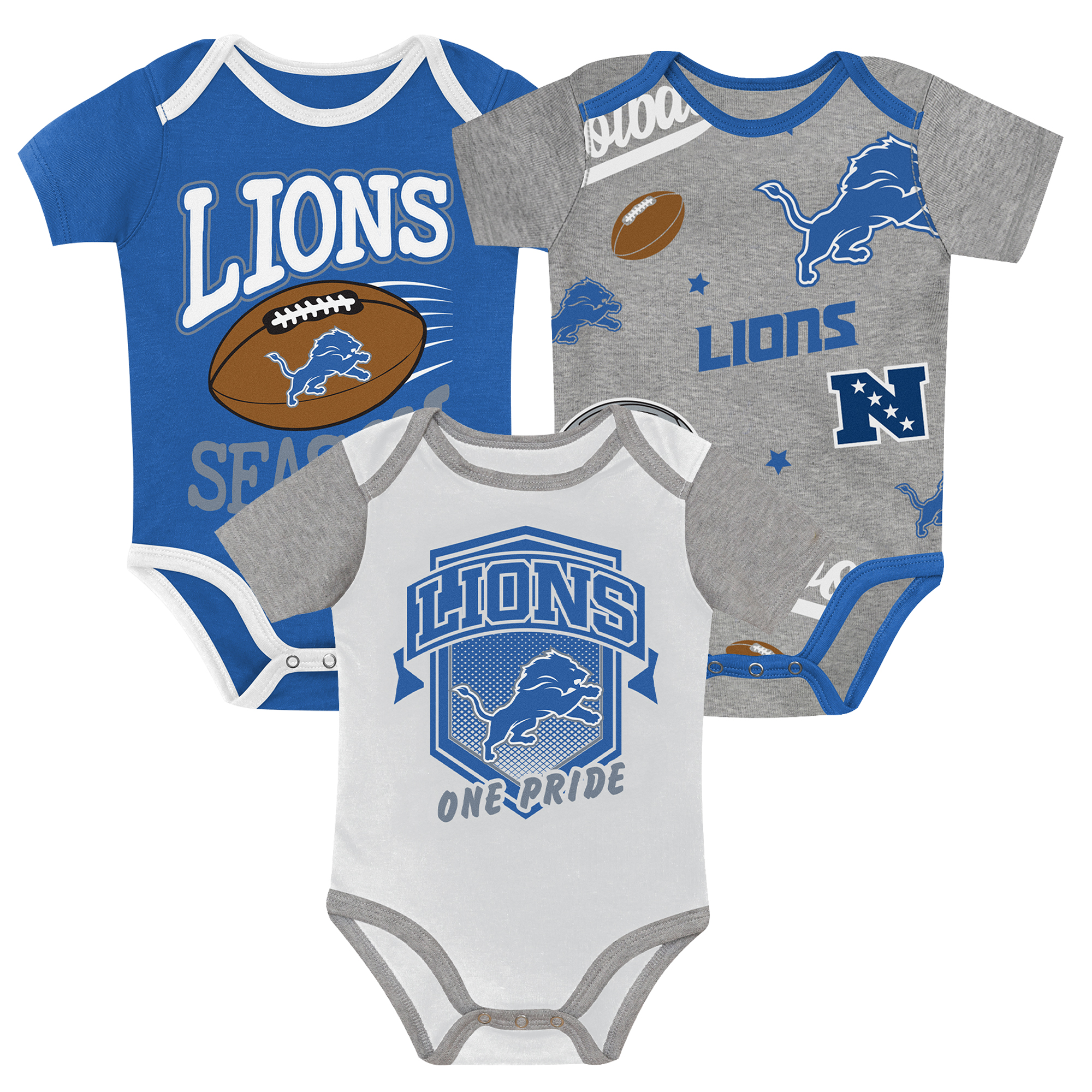Newborn Outerstuff  Detroit Lions First Round Pick Three-Piece Bodysuit Set
