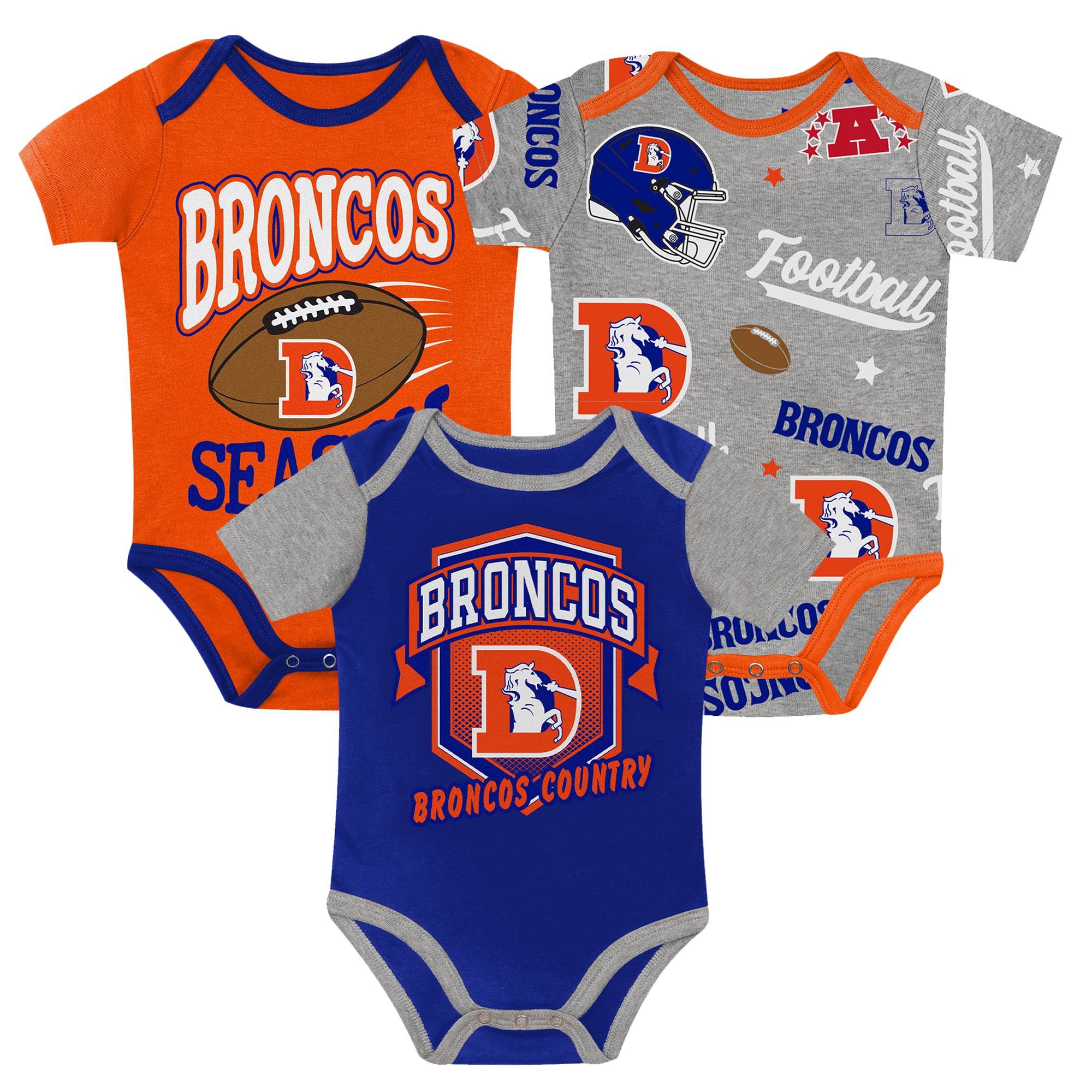 Newborn Outerstuff  Denver Broncos First Round Pick Three-Piece Bodysuit Set