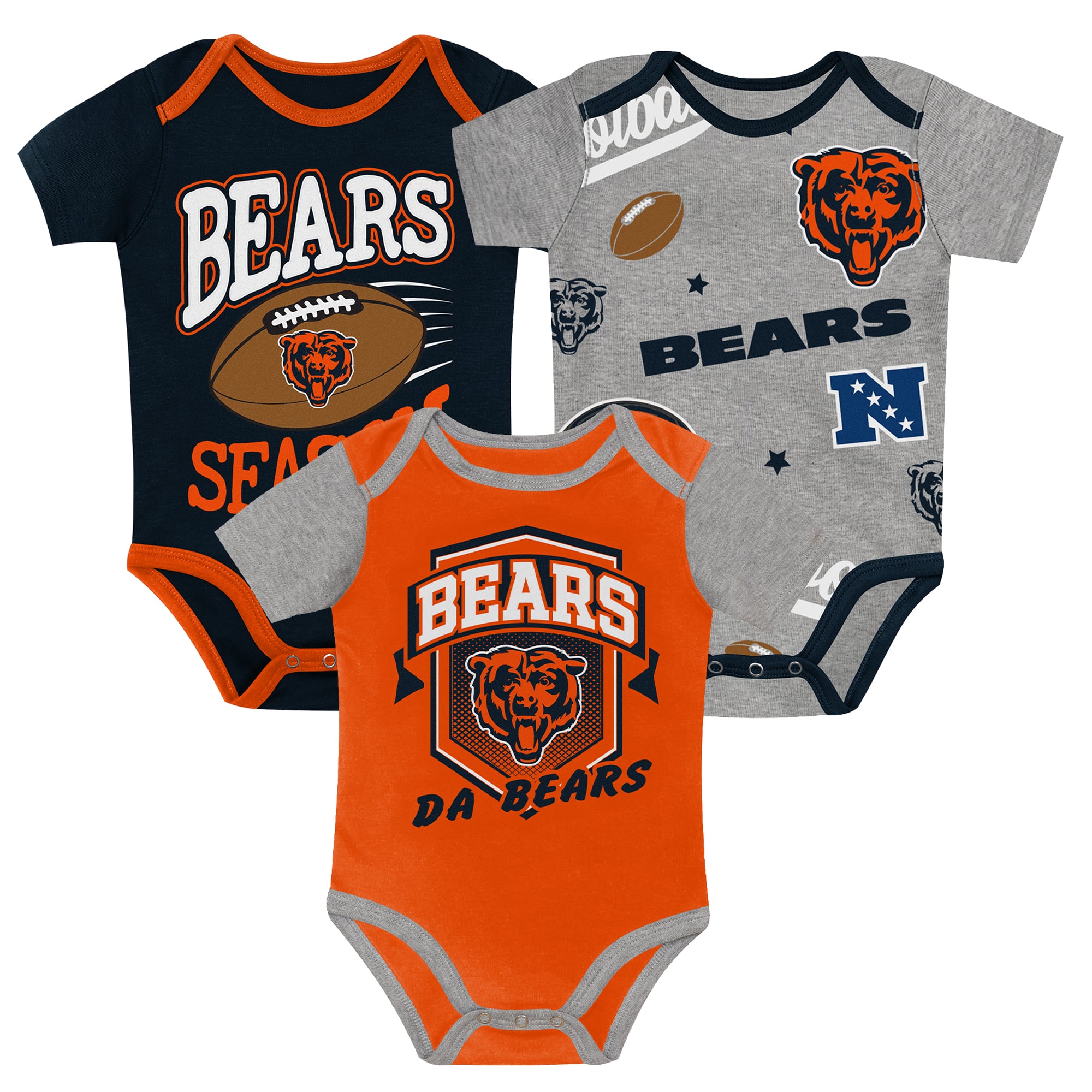 Newborn Outerstuff  Chicago Bears First Round Pick Three-Piece Bodysuit Set