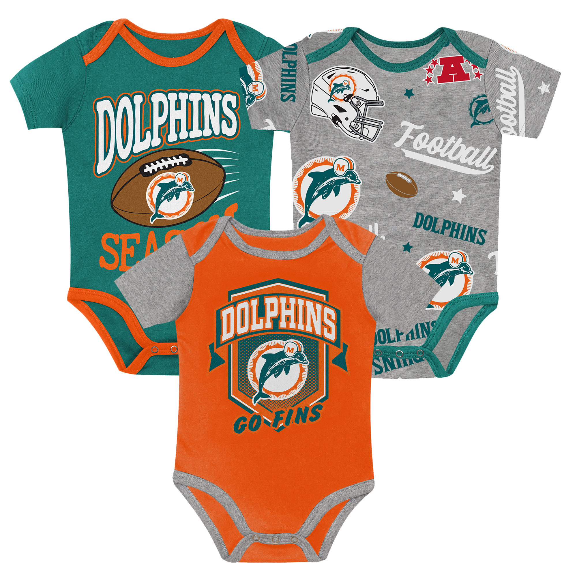 Outerstuff Baby Boys and Girls Miami Dolphins First Round Pick Bodysuit 3-Piece Set - Green