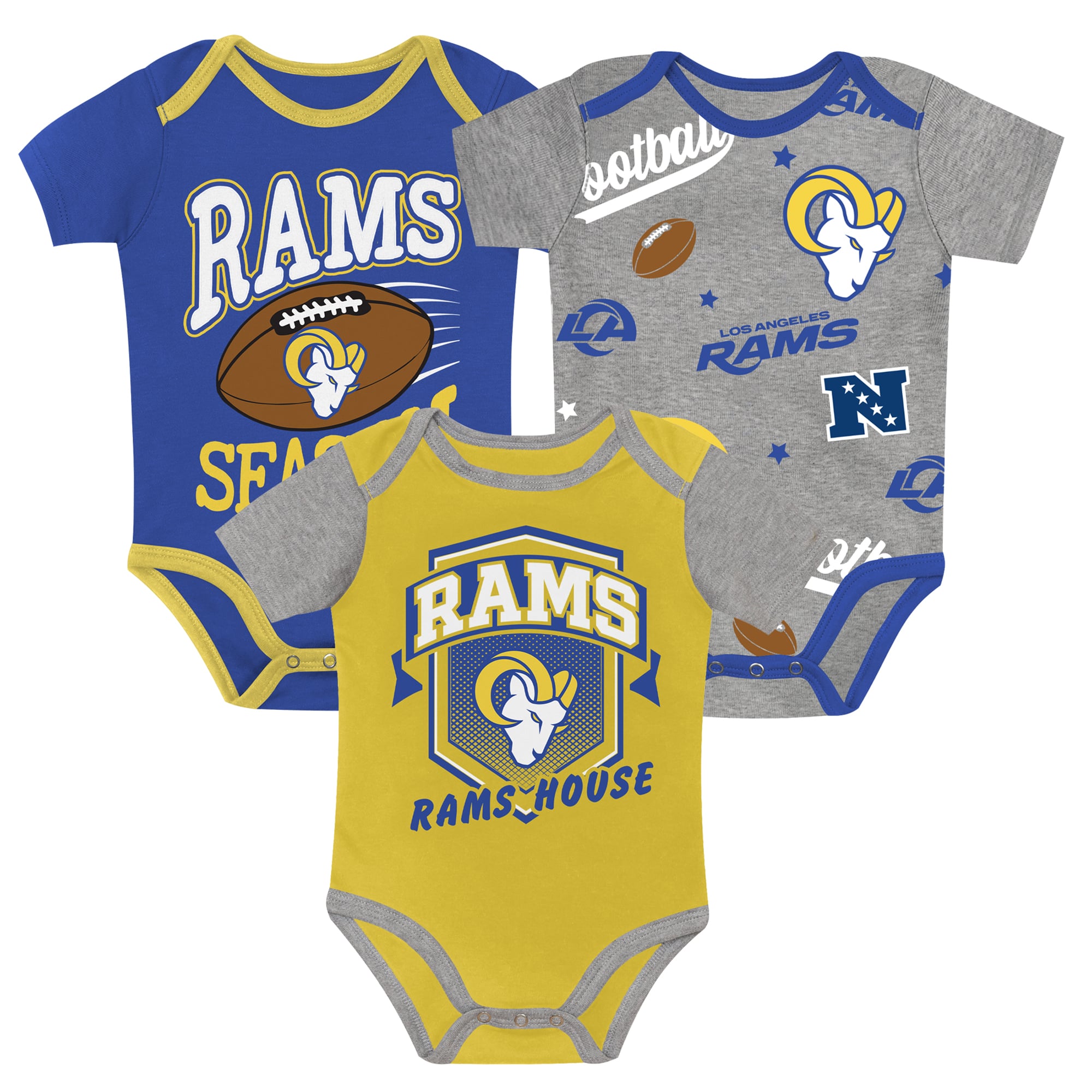 Newborn Outerstuff  Los Angeles Rams First Round Pick Three-Piece Bodysuit Set