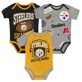 Newborn Outerstuff  Pittsburgh Steelers First Round Pick Three-Piece Bodysuit Set