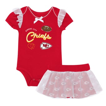 Girls Newborn Outerstuff Red Kansas City Chiefs Melted Hearts Printed Bodysuit and Skirt Set
