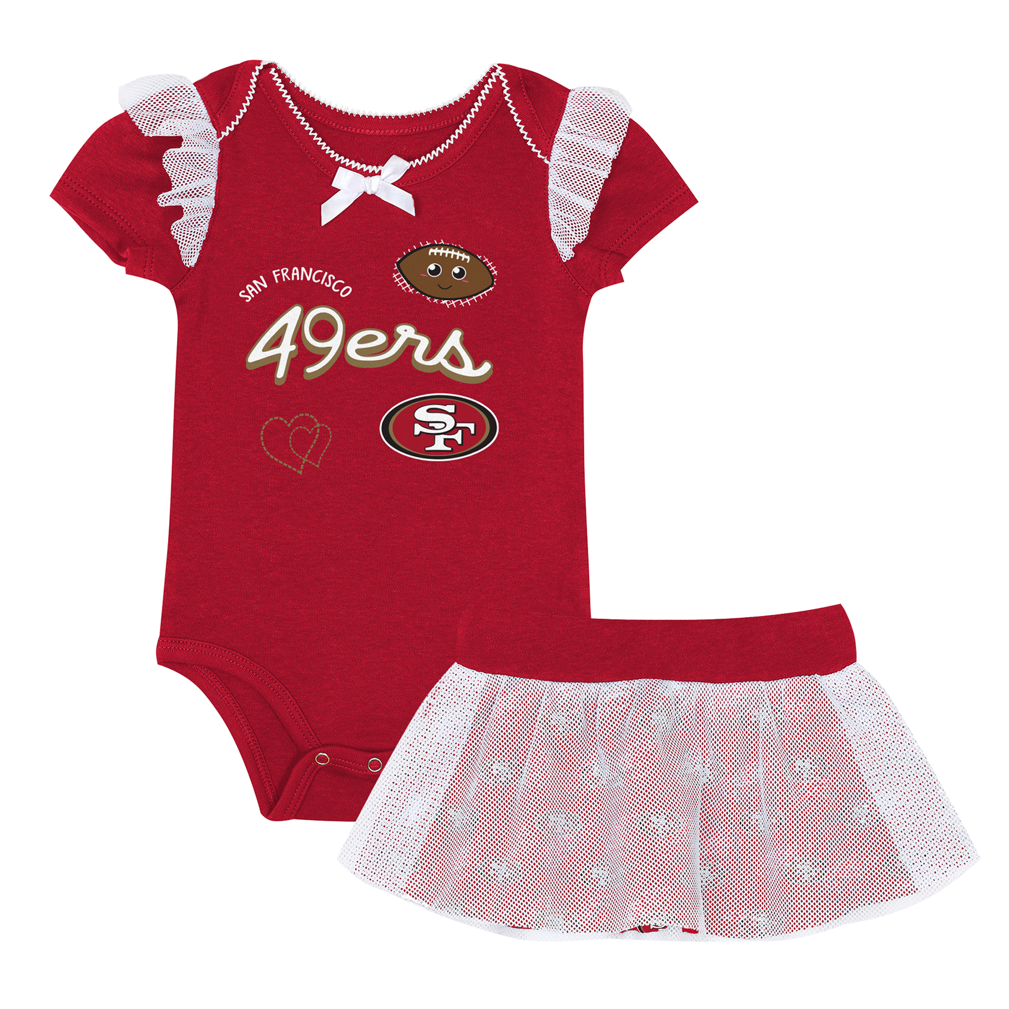 Girls Newborn Outerstuff Scarlet San Francisco 49ers Melted Hearts Printed Bodysuit and Skirt Set Girls Newborn Outerstuff Scarlet San Francisco 49ers Melted Hearts Printed Bodysuit and Skirt Set